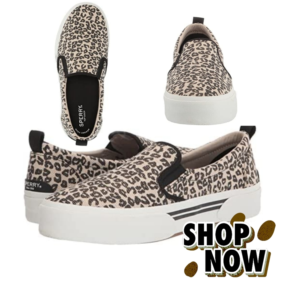 Sperry Leopard Slip Ons Women's Wave Canvas Sneaker ๐ NWT Last Pair - Picture 3 of 16